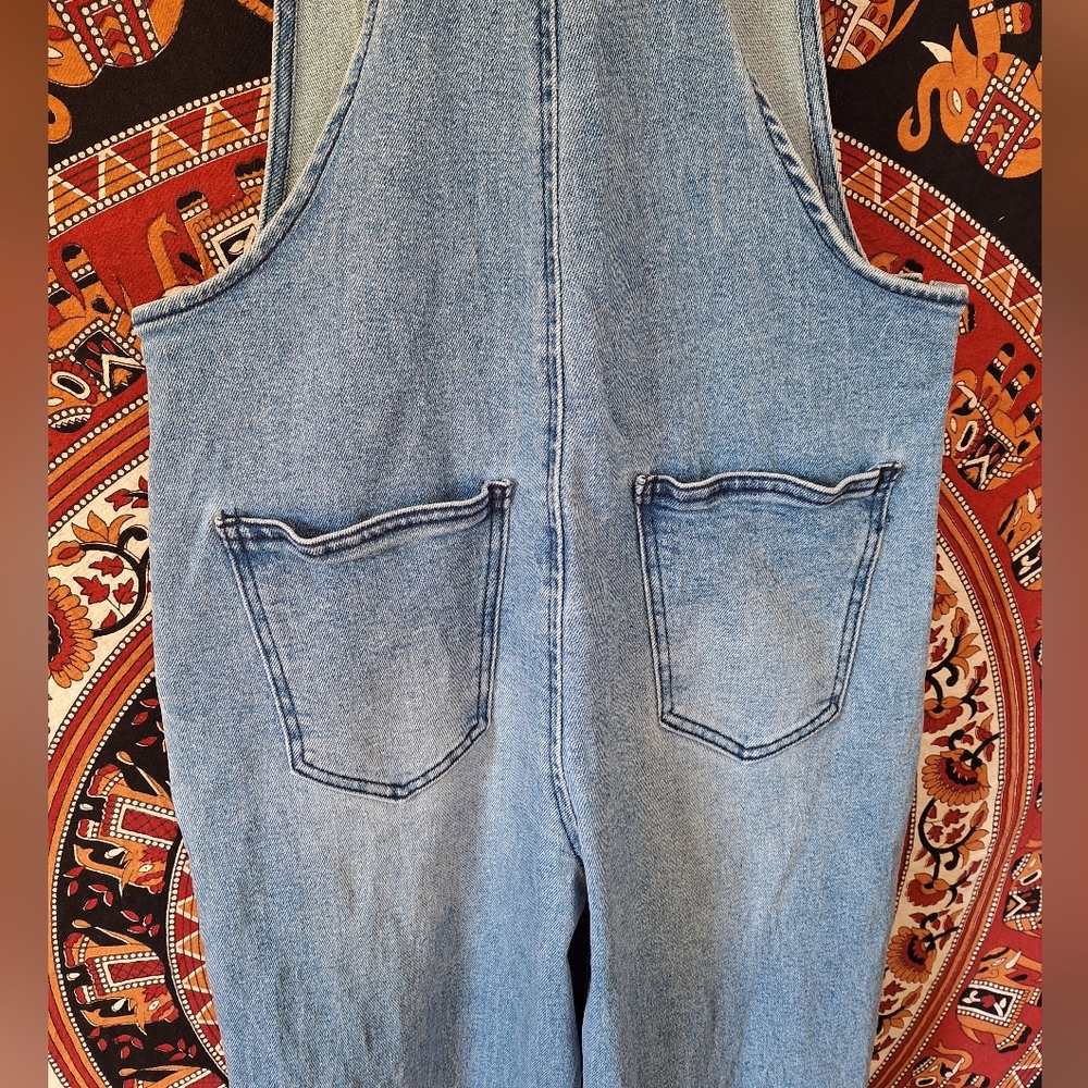 Juicy Couture Denim Rhinestone Bedazzled Wide Leg Disco Dungarees - Picture 15 of 16